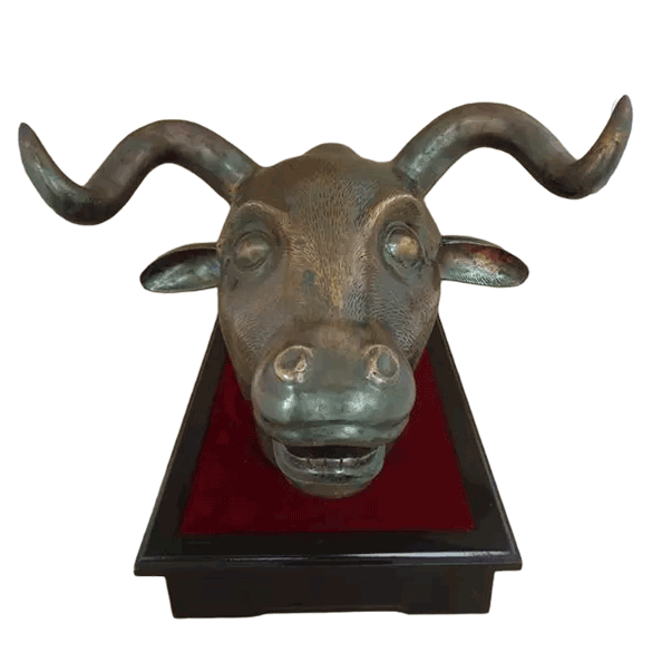 Old Summer Palace zodiac animal Statue - Bronze OX Head