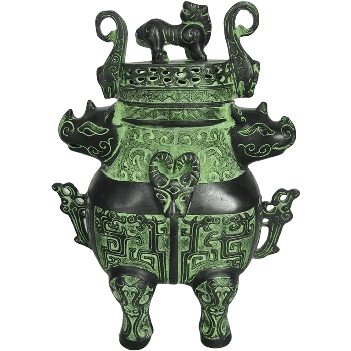 Chinese Bronze Double Rhino Zun Pot