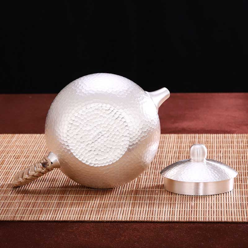 Handmade 258g Xishi 999 Pure Silver Teapot 