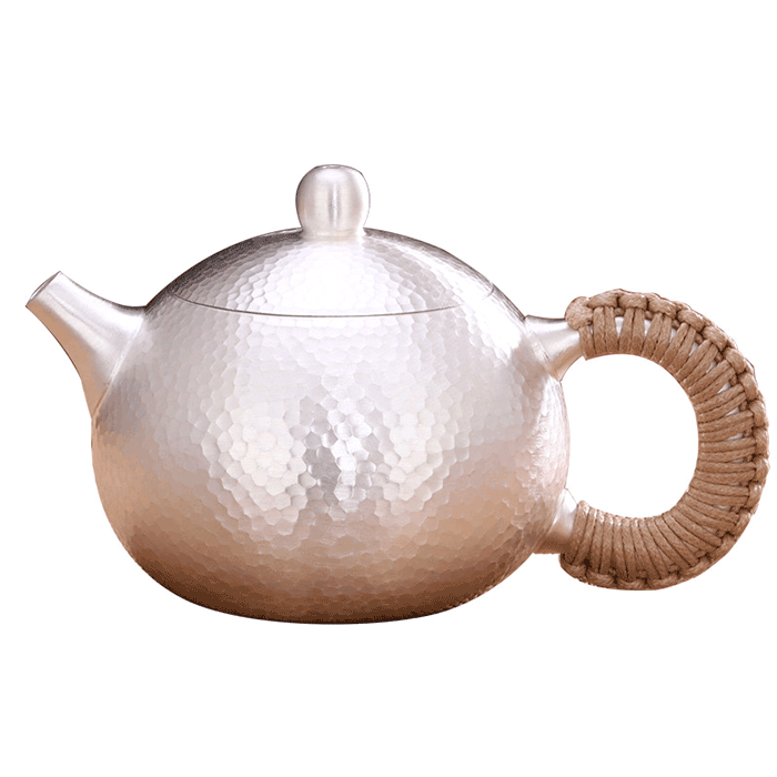 Handmade 258g Xishi 999 Pure Silver Teapot 