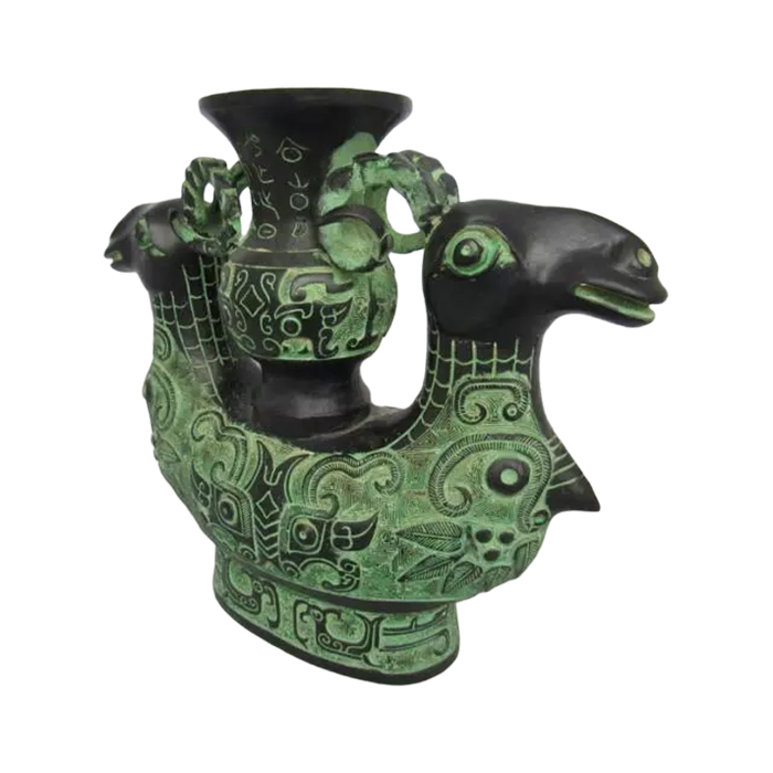 Chinese Double Sheep Goat Zun Pot