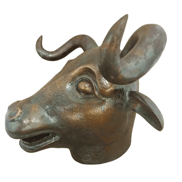 Old Summer Palace zodiac animal Statue - Bronze OX Head