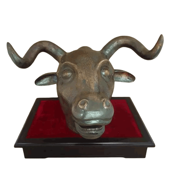 Old Summer Palace zodiac animal Statue - Bronze OX Head