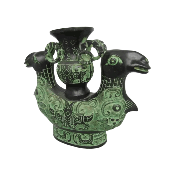 Chinese Double Sheep Goat Zun Pot