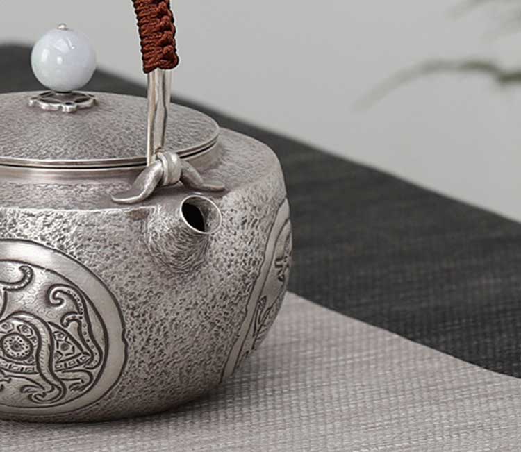 Hand-made 999 Silver Tea Pot Household Kettle