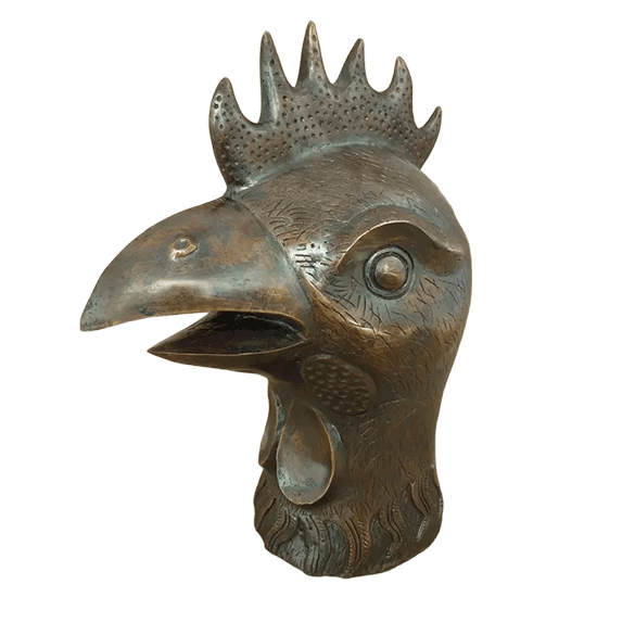 27cm High Old Summer Palace Zodiac Bronze Statue - Rooster Head 