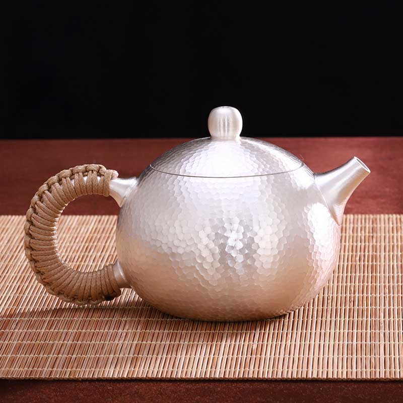 Handmade 258g Xishi 999 Pure Silver Teapot 