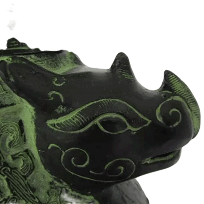 Chinese Bronze Double Rhino Zun Pot